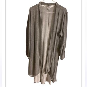 Torrid lounge wear.  Size 1/2. Open front.  Long asymmetrical length.